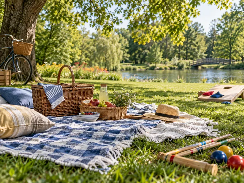 Families gathering outside for a picnic